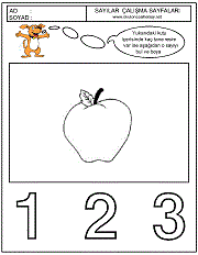 çocuklara sayıları öğretmek için çalışma sayfaları